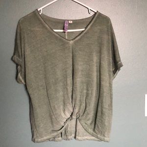 Green top with tie front detail